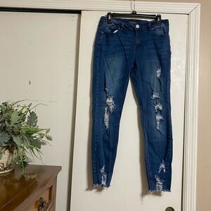 Distressed Blue Jeans